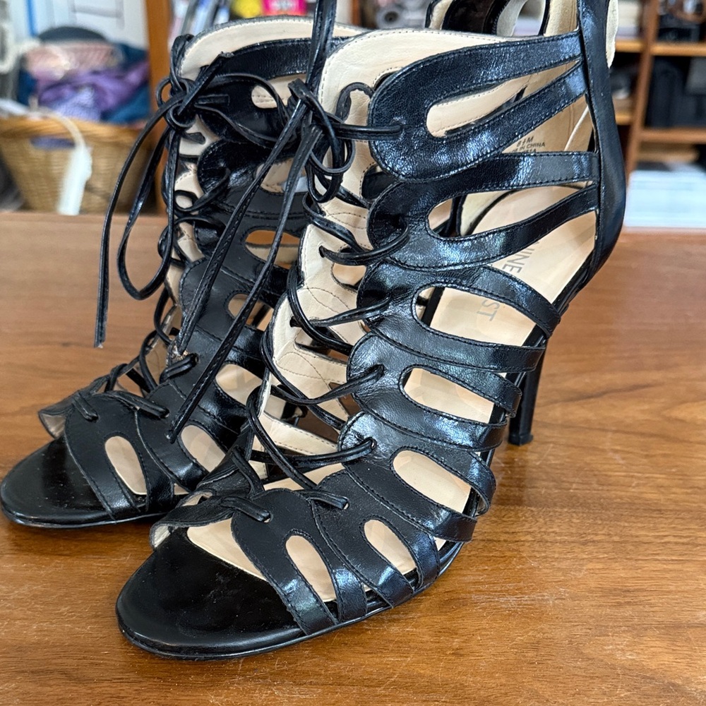 Nine West Black Lace-Up Heels